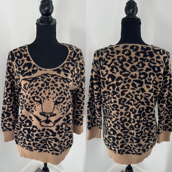 Cotton Emporium Leopard Print Lion Print Women’s Sweater (L) - Picture 1 of 5
